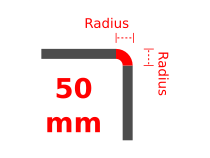 Radius 50 mm