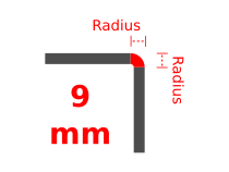 Radius 9 mm