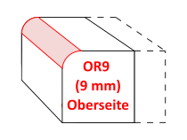 Radius OR9 (9 mm) Oberseite