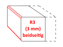 Radius R3 (3 mm) beidseitig