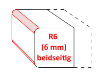 Radius R6 (6 mm) beidseitig